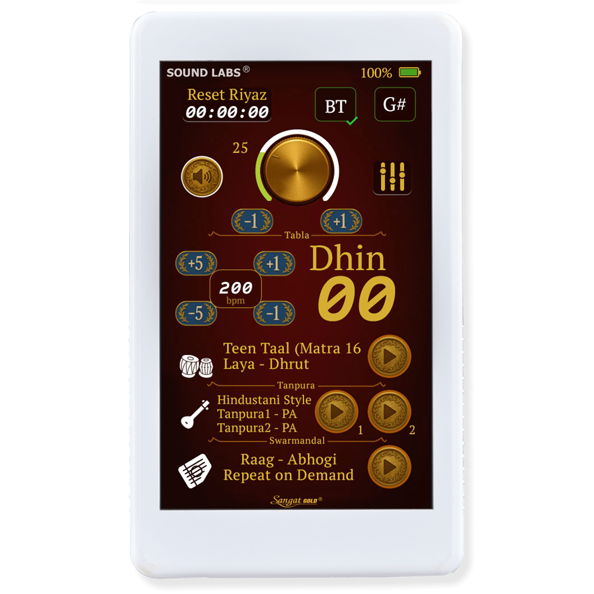 Sangat Gold|Handy Electronic Tabla with Dual Tanpura and Swarmandal