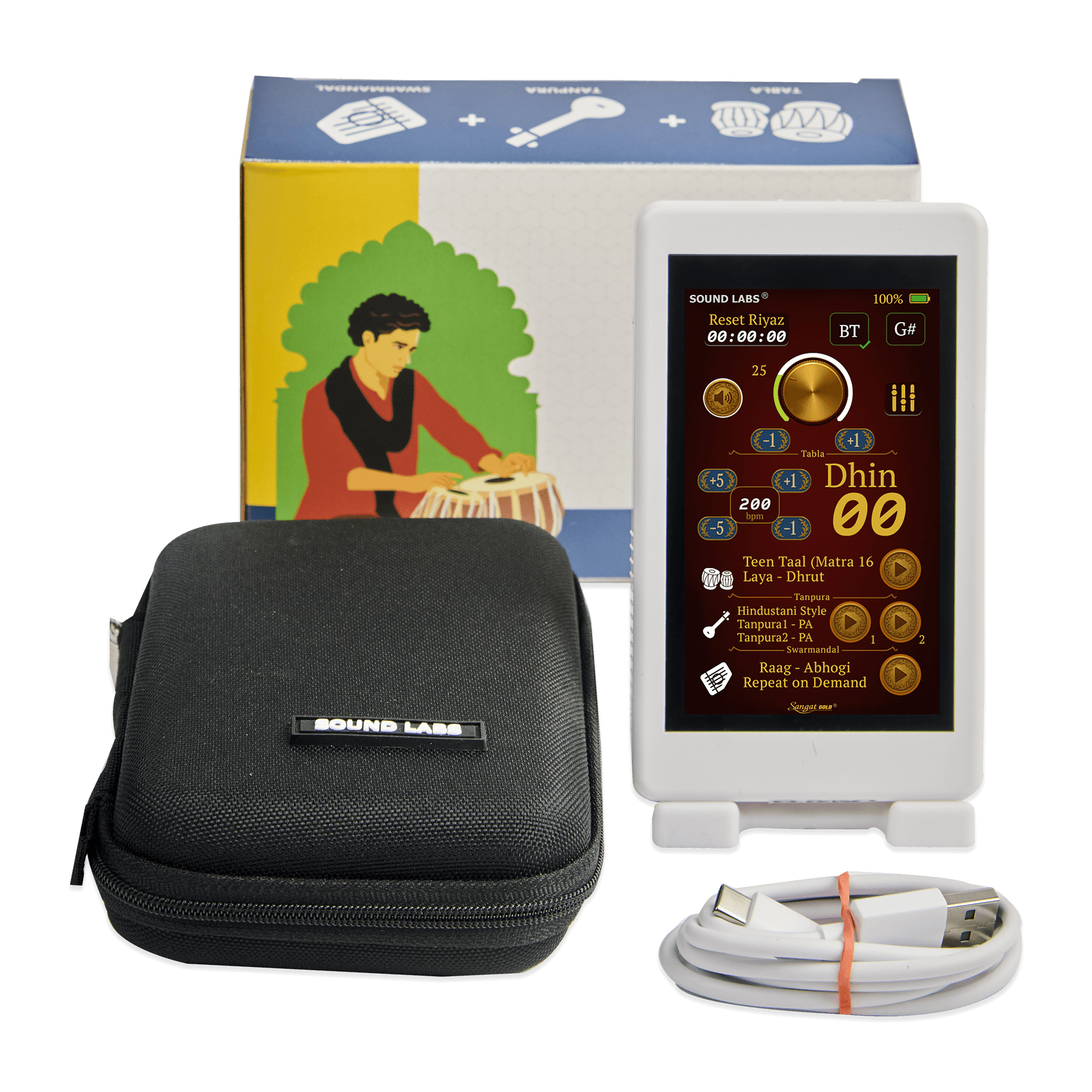Sangat Gold|Handy Electronic Tabla with Dual Tanpura and Swarmandal
